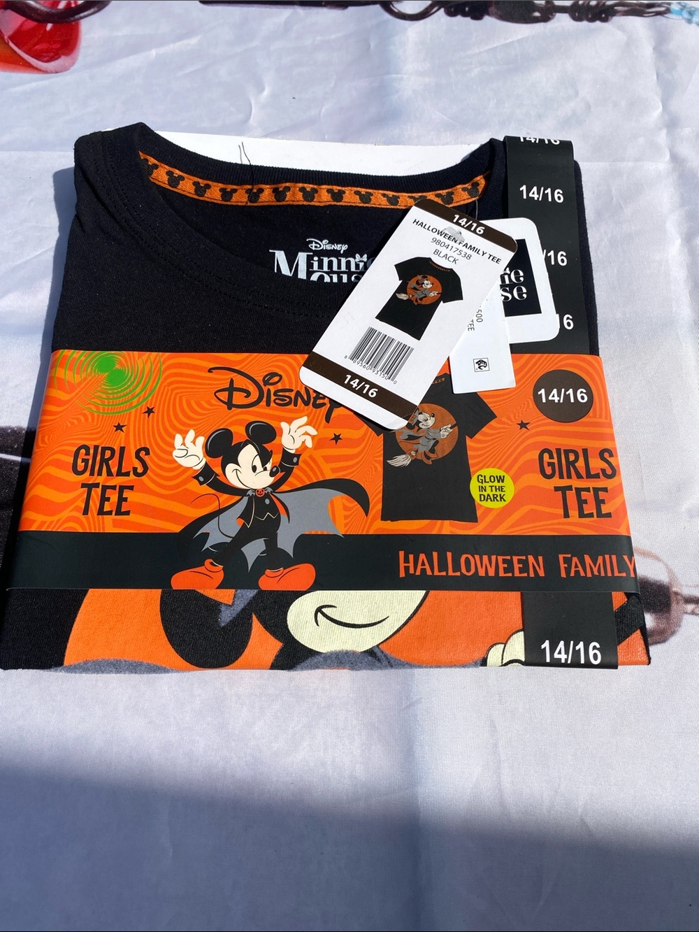 Disney Minnie Mouse Halloween Tee Girls Size 14/16 Glow In The Dark